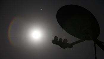 Satellite Dish Night Moon Technology Antenna